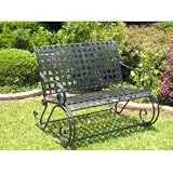 Wrought Iron Bench Rocker - Lattice (Black Antique Pewter) (37H x 41W x 21D)
