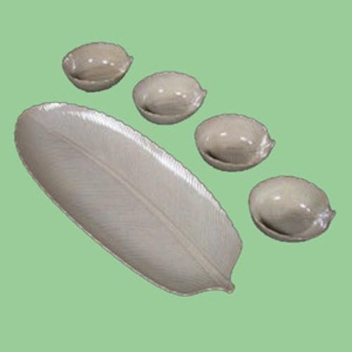 Long Leafe Plate w/ 4 bowls - Pearl