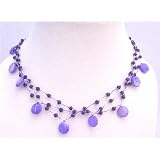 N291 Three Stranded Amethyst Necklace Shell and Fancy Beads Choker
Necklace