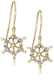 10k Yellow Gold Diamond Ship's Wheel Dangle Earrings (1/10 cttw, J Color, I3 Clarity)