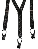Rolfs Button End Striped Suspenders w/ Leather Ends (Black/Grey)