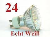 24 LED Strahler GU10 Echt Weiss Leuchtmittel Spot GU-10 230V Hochvolt Tageslicht