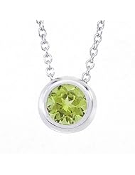 14k White gold Peridot baby solitaire birthstone pendant necklace