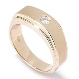 14K Gold Moissanite Brushed Finish Men's Ring