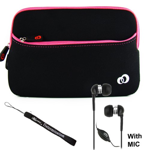 Jet Neoprene Sleeve Book Cover Case Protective with Extra Pocket for Velocity Micro Cruz Reader + includes a eBigValue TM Determination Key Chain Strap + Includes a Crystal Clear High Quality HD Noise Filter Ear buds Earphones Headphones 3.5mm Jack With Mic