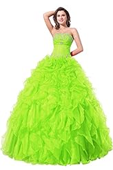 Strapless  Fitted Beaded Lace-Up Empire   Waistline Organza/Satin  Ball Gown Quinceanera Dress 