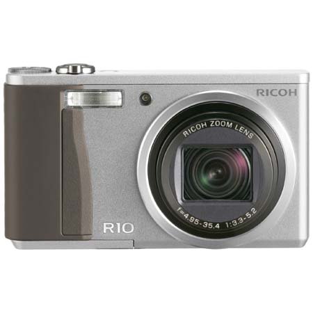 Ricoh R10 - Digital camera - compact - 10.0 Mpix - optical zoom: 7.1 x - supported memory: SD, SDHC - silver