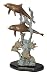 Dolphins and Fish on Coral Reef Brass Sculpture