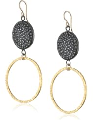 Devon Leigh Hematite Diamond Illusion Gold Dipped Hoop Earrings