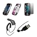 Samsung Mythic A897 - Premium White and Purple Flowers Design Snap-On Cover Hard Case Cell Phone Protector + Crystal Clear LCD Screen Protector + Rapid Car Charger + USB Data Charge Sync Cable for Samsung Mythic A897
