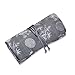 Red Blossom Jewelry Roll Clutch Large - Silk Jacquard (Gray)