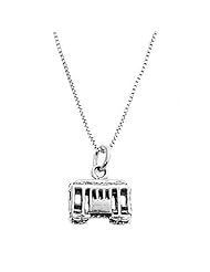 Sterling Silver Three Dimensional Cable Car Necklace