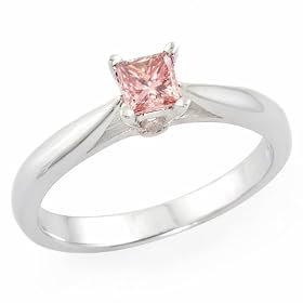 2/5ct Pink Princess-cut 14K White Gold Diamond Ring