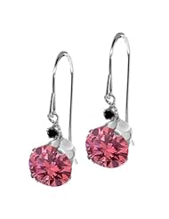 1.83 Ct Round Pink Diamond Black Diamond 14K White Gold Earrings