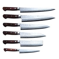 YOSHIHIRO- Hammered Damascus Chef Knife 6PC SET - MADE IN JAPAN