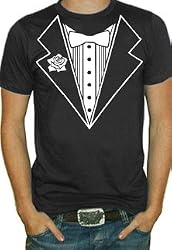 Tuxedo with White Flower T-Shirt (Black)