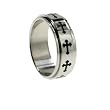 316L Stainless Steel Spinner Ring with Cross Design, Width: 8mm, Finish: Shiny Polish, Sizes:7.0-14.0