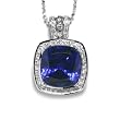 18K White Gold Tanzanite and Diamond Pendant
