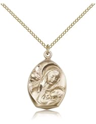 Free Engraving Included Medal-Gold Filled Madonna & Child Pendant 1" 3001GF--w/18" Chain w/Box Unusual & Specialty