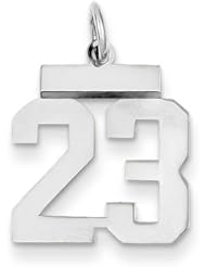 14k White Gold Small Polished Number 23 Charm Pendant. Metal Wt- 1.21g
