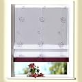 Wohnprofi Voile Raffrollo Lauretta mit Blumenranke Stickerei + Blende (beere, 130x120 cm)