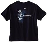 MLB Boys' Seattle Mariners Change Up Short Sleeve Basic Tee (Traditional Navy, Medium)