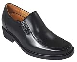 CALDEN - K5580 - 3.2 Inches Taller - Super Light - Height Increasing Elevator Shoes (Black Slip On Dress Shoes)