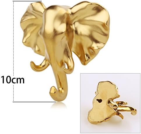 MioOOs® Handmade Ceramic Animal Head Wall Hanging Sculpture Hook, 100% Jingdezhen Craft Faux Animal Head Wall Mount Decor, Decorative Hooks (Golden Elephant)