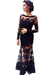 Summer Winter Backless Lace Cotton/Leather/Polyester/Wool Evening Dress 