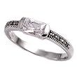 Sterling Silver Marcasite Rings with Clear CZ - Sizes: 5-9