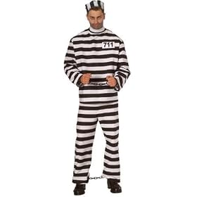 Cotton Prisoner Costume for Men (Ball and chain not included)