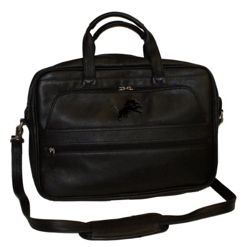 NFL Detroit Lions Debossed Black Leather Laptop Bag