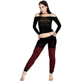 Aerobics and Extreme Sport Workout Outfit by KD dance, Matching Black Stretch Knit V Neck Top... by KD dance