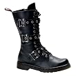 MENS Gothic Boots Combat Boot Style Calf Boot Buckles Inner Zipper Lace Up