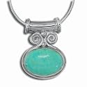 Sterling Silver Turquoise Pendant by Sajen, 18"