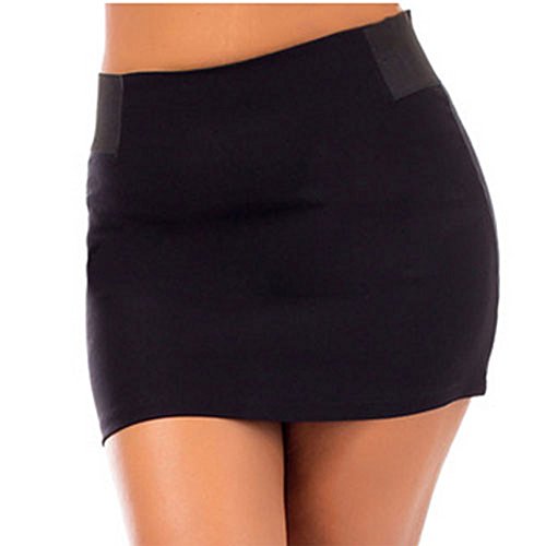 824 - Plus Size Sexy Stretchy Waist Back Zipper Short Mini Skirt Black (3X)