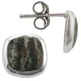Sterling Silver Square Zebra Jasper Stud Earrings