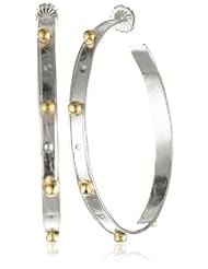 Devon Leigh Large Rhodium with Gold Bullet Hoop Earrings