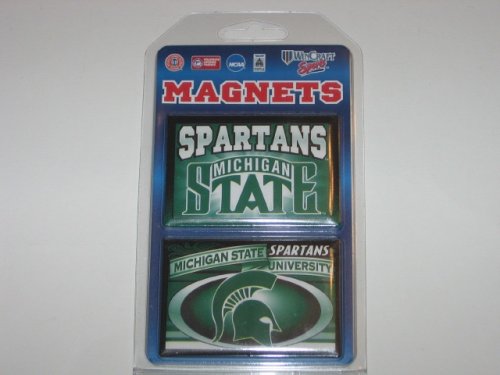MICHIGAN STATE SPARTANS Team Logo 2 Pack Metal Back Magnet Set
