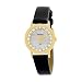 Armitron NOW Women's Swarovski&Acirc;&reg; Crystal Accented Gold-Tone Black Leather Strap Watch #753789MPGPBK