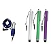 GTMax 3pcs Universal Stylus + Neckstrap Pen for Pantech Burst, Pocket, Hotshot, Link II, Breakout, Jest 2, Breeze II, Pursuit II, Crossover, Caper, Crux, Laser, 8992, 8999, 7040, P2020, P2050, TXT8035, TXT8040 and Other Touchscreen SmartPhone, Mobile Phone and Tablets