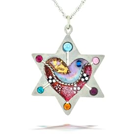 Star of David with Heart and Dove Necklace #0685