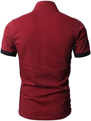 Walume Mens Slim Fit Cotton Giraffe Polo Shirts Tee Medium Wine Red