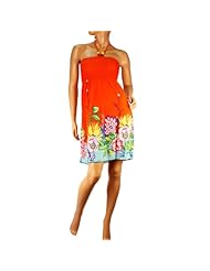 Halter Floral Print Polyester Beaded Stretchy Short Summer  Dress
