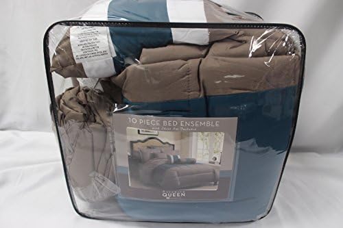 10 Piece Bed Ensemble with Sheet Set Included Serenity-teal-queen Size, Quilt Bedding Ensemble Set with Decorative Pillows and Cushions