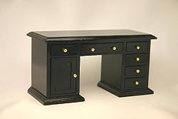 Dollhouse Miniature Black Painted Desk
