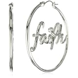 Disney Couture Inspirational Faith Hoop Earrings Wi