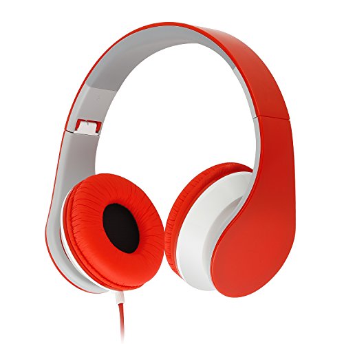 Intone I50 Mobile Stereo Headphones Headset with Microphone Earphones for Cellphone Smartphone Laptop Tablet Macbook Iphone headphones (Red)
