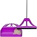 WISP Broom and Dustpan Set for Home, Pet Hair Remover for Carpet, Indoor Outdoor Telescoping Broom Household Cleaning Set, Easy Wall Storage, 52'' Adjustable Handle 3-piece Patented WISPsystem, Purple