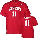 Jrue Holiday adidas Red Name and Number Philadelphia 76ers T-Shirt